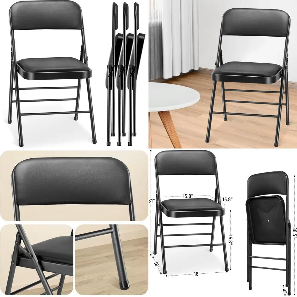 

Складные стулья с подушкой и спинкой из полиуретана, металлические стулья коммерческого класса, удобные сиденья из искусственной кожи для мероприятий на открытом воздухе