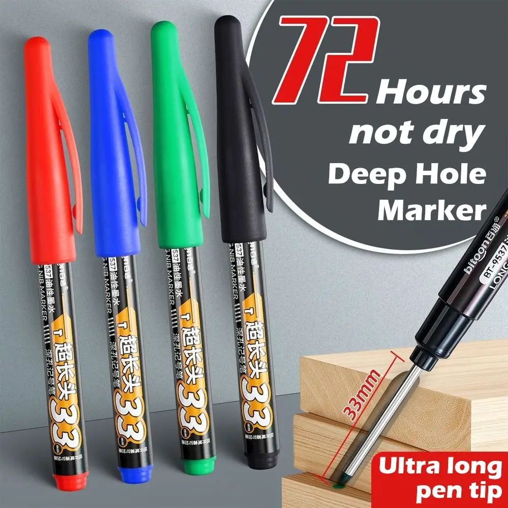 5 قطعة/المجموعة النفط القائمة الحبر طويل رئيس أقلام خطاط (ماركر) 33 مللي متر ثقب عميق مقاوم للماء علامات الحفرة العميقة متعددة الأغراض النجارة علامات