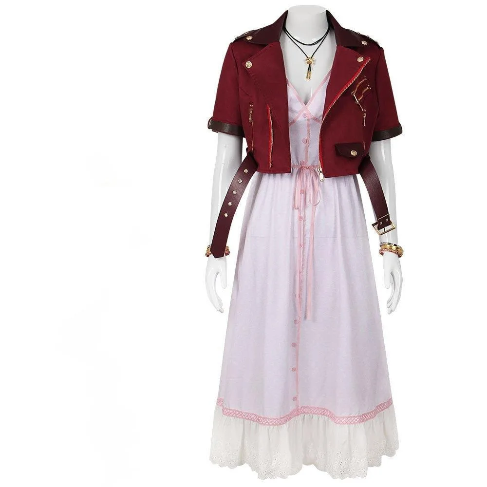 

Aerith Cosplay Costume Outfit Denim Set Halloween Game Cosplay Aerith