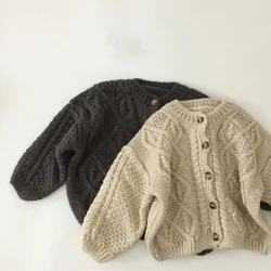 Bardibess-suéter de malha para meninas e meninos, cardigans de peito único para crianças de 1 a 7 anos