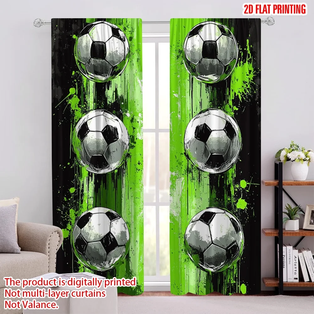 

2pcs Drapes Football Versatile Durable Polyester,Without Electricity Family Party Use for bedroom and living room decoration