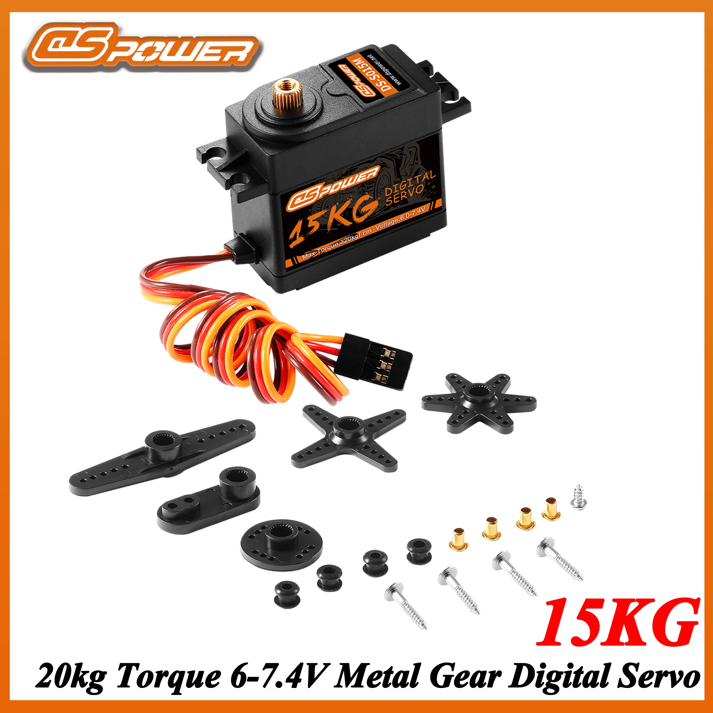 

DSpower 15KG Metal Gear Waterproof Digital Servo for 1/8 1/10 RC Car Crawler Robot Arm TRX4 Wltoys Hyper Go Freestyle DIY Parts