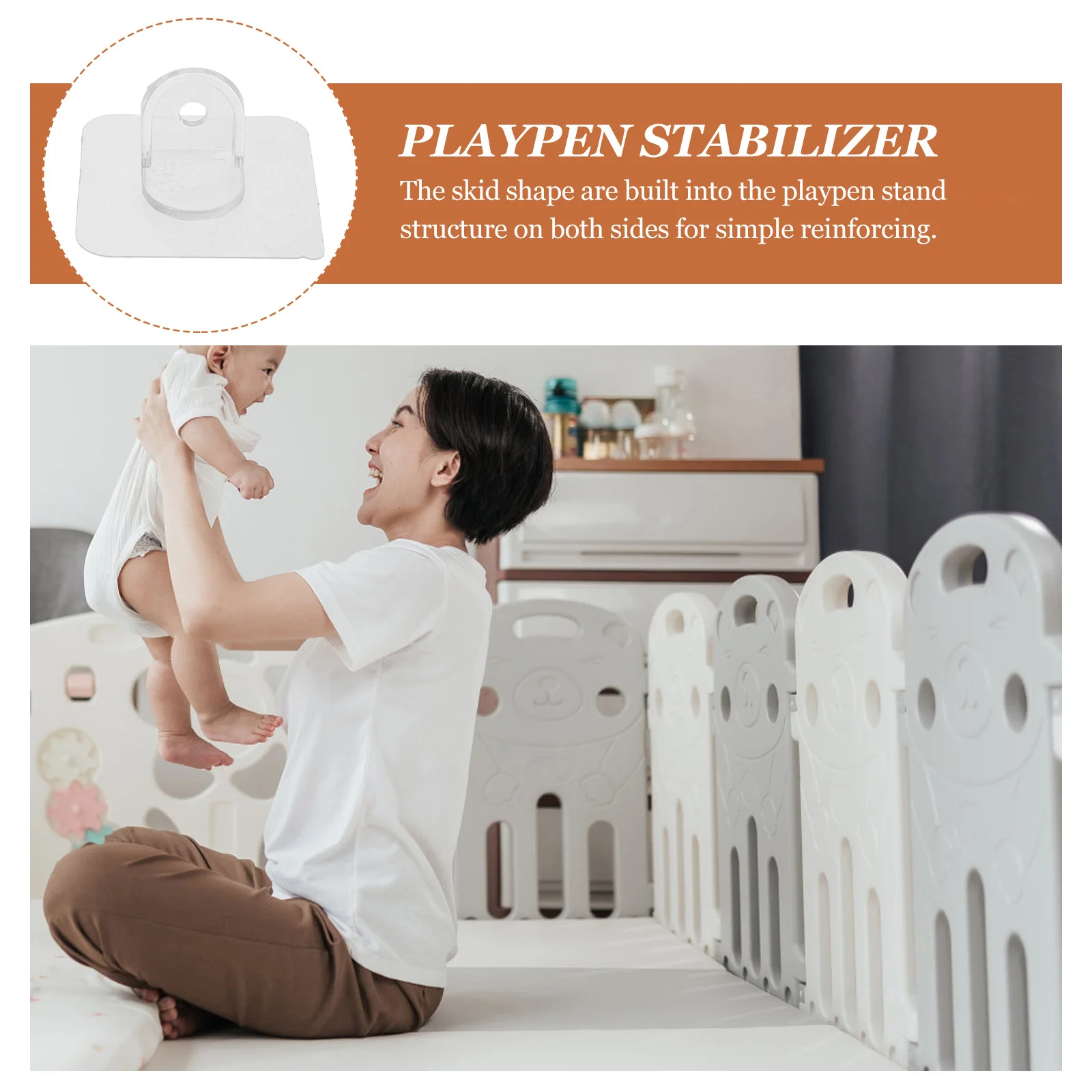 4 pièces d'accessoires pour parc d'activités pour bébés, clips de fixation antidérapants avec base à forte aspiration pour la stabilité du parc d'activités pour tout-petits