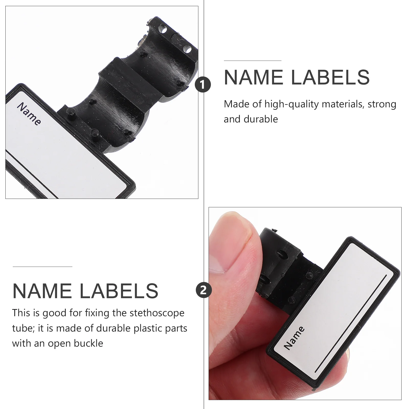 1세트 청진기 실용적인 이름표 검정색 내구성 다용도 양면 이름표 의료진 ID 표시용