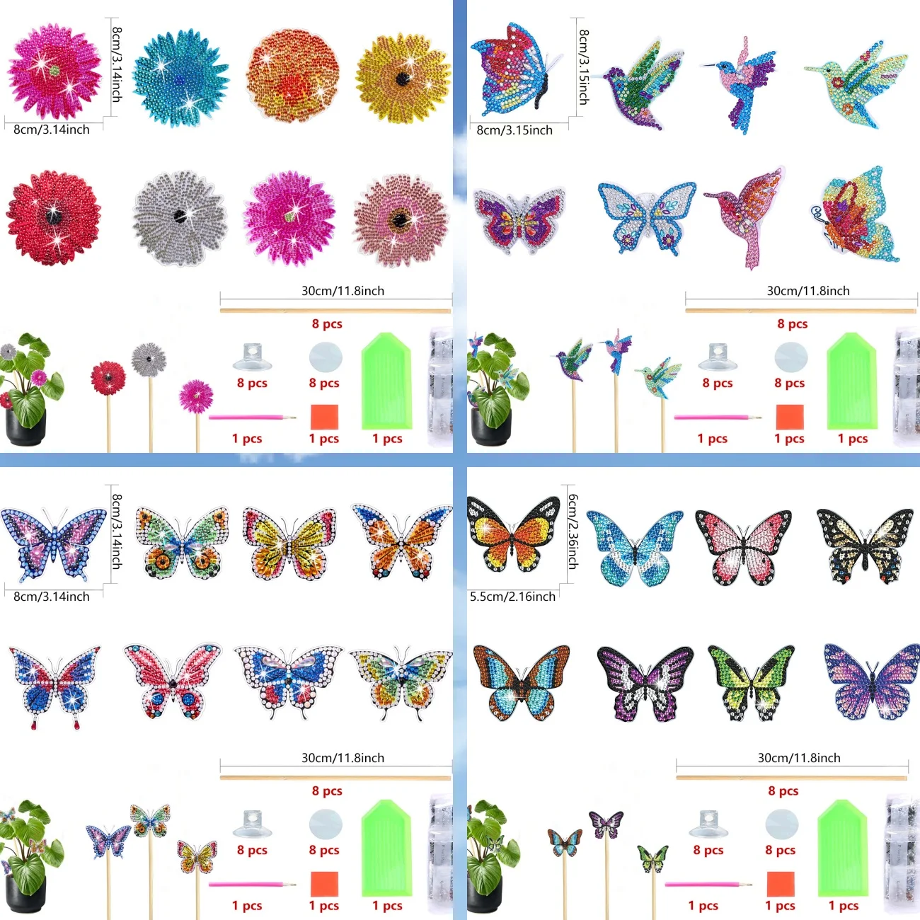 8 pieces of butterfly/flower/p - Art And Craft Valentine recension och pris