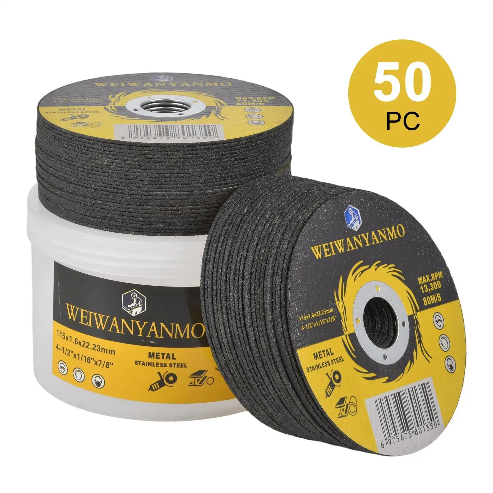 4.5in Indestructible Cutting Discs 50 Pack, Multi-Purpose Angle Grinder Wheel for Metal, Porcelain, Granite, and Marble with Smooth Cutter Performance