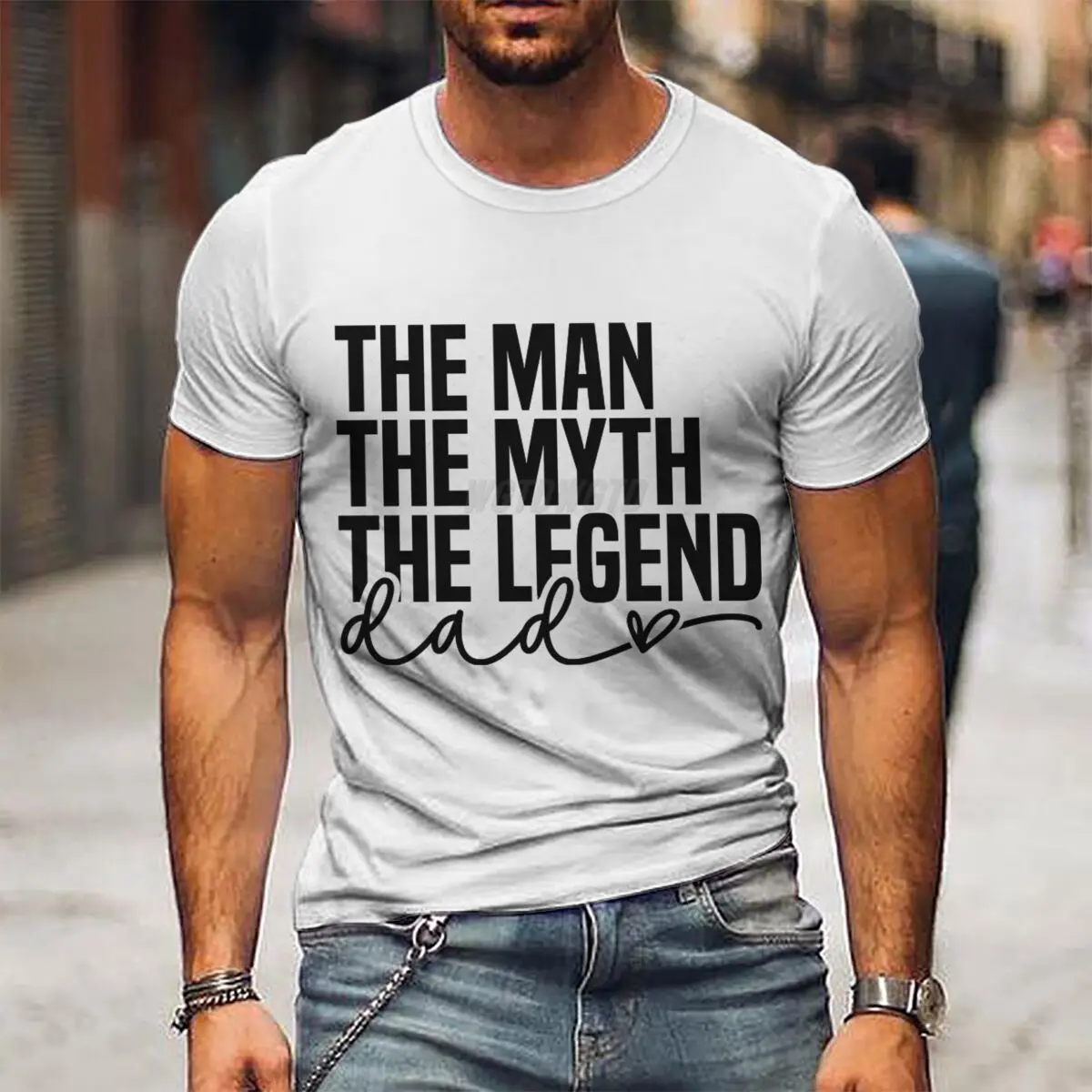 

THE MAN THE MYTH THE LEGEND Dad Vintage Tshirt Father's Day Fun Daddy T-Shirt Men Round Neck Short Sleeve Tees Male Tshirt Gift