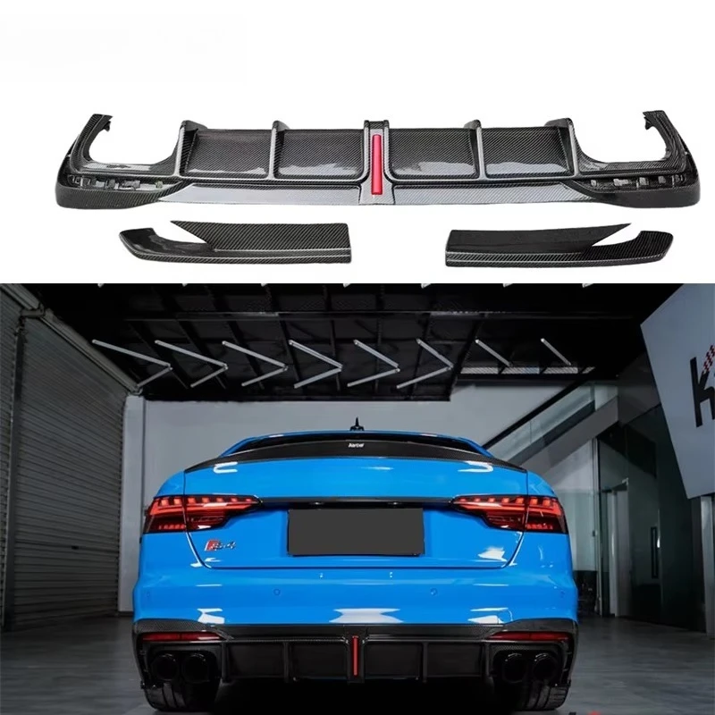 

A4 S4 B9.5 KB Style Carbon Fiber Rear Diffuser With Lamp Rear Bumper Lip for Audi A4 S4 B9.5 2020-2023