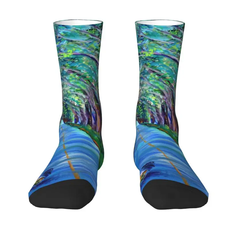 Custom Kauai Tree Tunnel With Rooster Dress Socks for Men Women Warm Funny Novelty Cartoon Animal Crew Socks