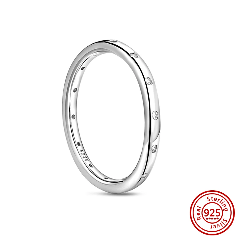 925 Sterling Silber Damen Fingerringe Neue Weiße Serie Original für Frauen Silber Gänseblümchen Herz Zirkonia Stein Luxus Schmuck – Detail 2