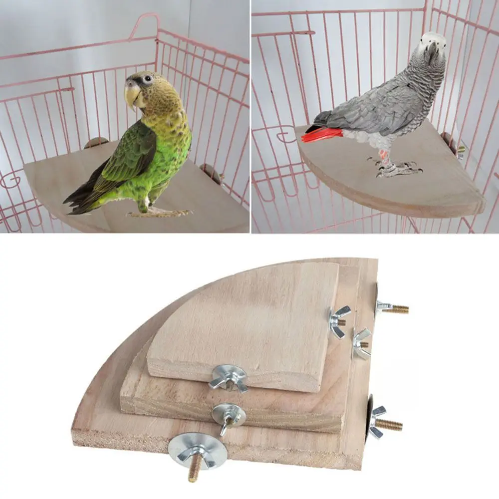 1Pc Bird Parrot Wood Platform Stand Rack Toys Hamster Branch Perches For Bird Cage Toys Pet Supplies