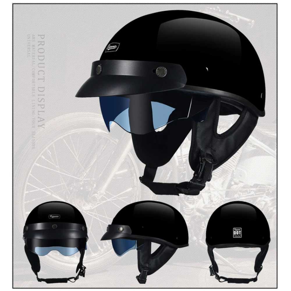 New Retro Motorcycle Helmet Four Seasons Helmet For Brim Helmet Half Face Motorbike Crash Moto Helmet DOT Certification Casco