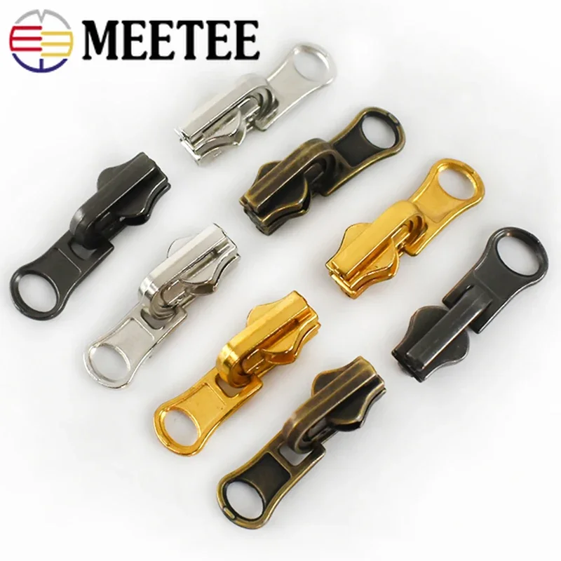 10Pcs 3# 5# 8# Alloy Zipper Slider Head for Metal Zippers Double-sided Rotation Zip Puller Jacket Garment Sliders Zips RepairKit