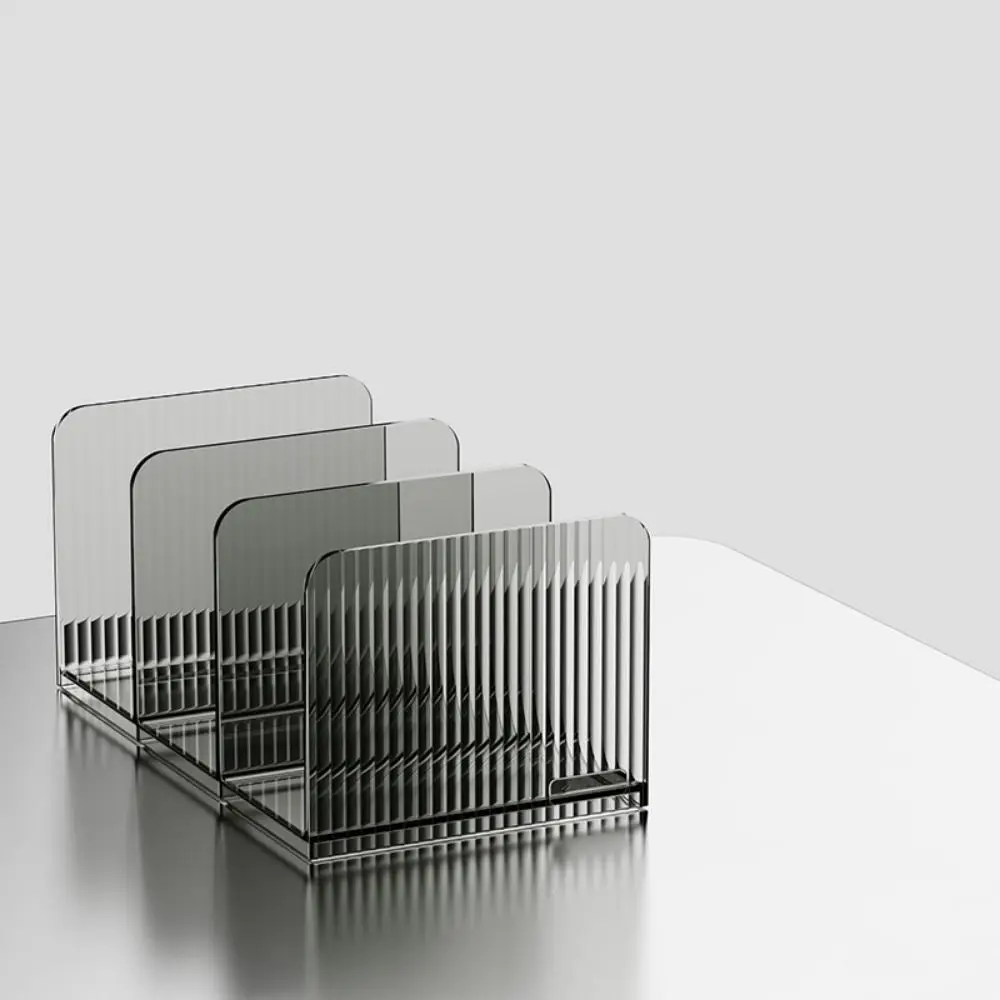 Durable Three-Compartment Transparent Bookends Reusable Non-Slip Desktop Bookshelf Thicken Space Saving Documents Stand School