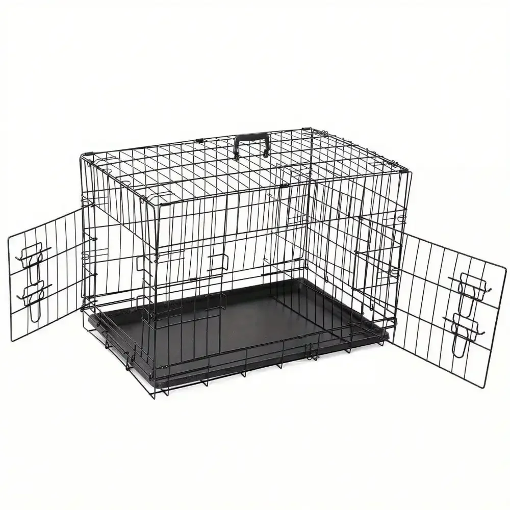 

Dog Cage Crate Kennel Folding Metal Pet Cage Double Door /Tray Pan 30" 36" 42"