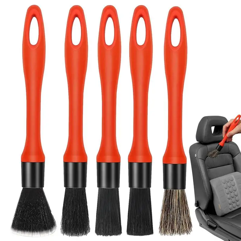 

Car Detailing Brush Kit 5 Pieces Detail Brush Kit No Scratch Detailing Brushes For Car Detailing Wheels Engine Bay Leather