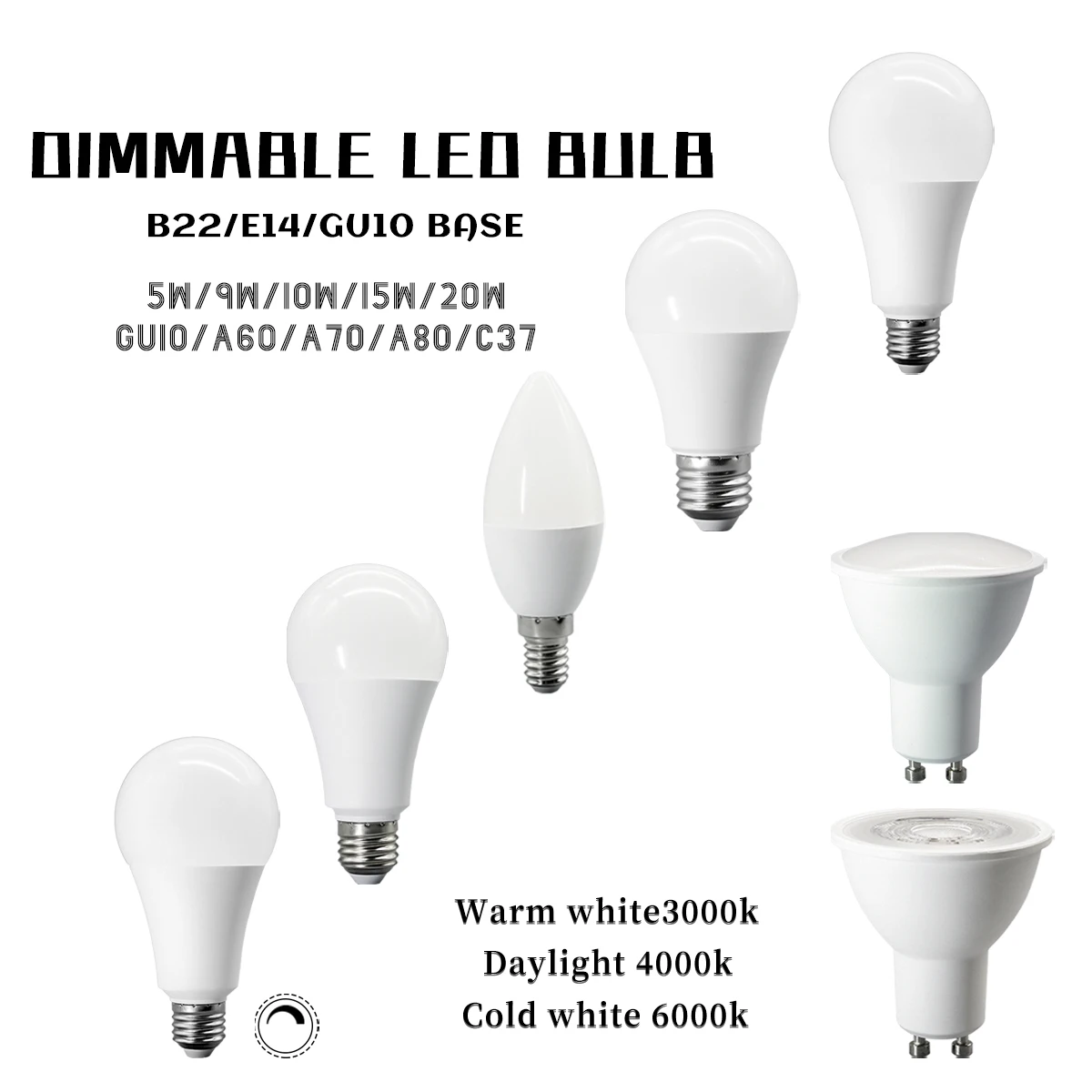 5pcs E27 E14 GU10 Dimmable LED Lihgt Bulbs 10 15 20 Watt 60 Watt Incandescent Headlamp Equivalent 3000K6000K Bayonet Lights Lamp
