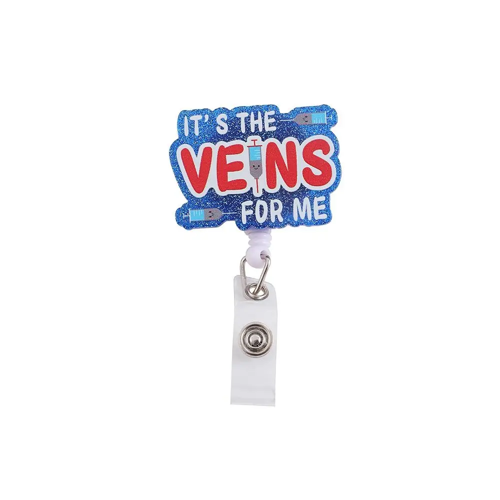 

360 Rotating Retractable Badge Reel Simplicity Alligator Clip Easy To Pull Buckle Name Tag Glitter Nurse ID Holder