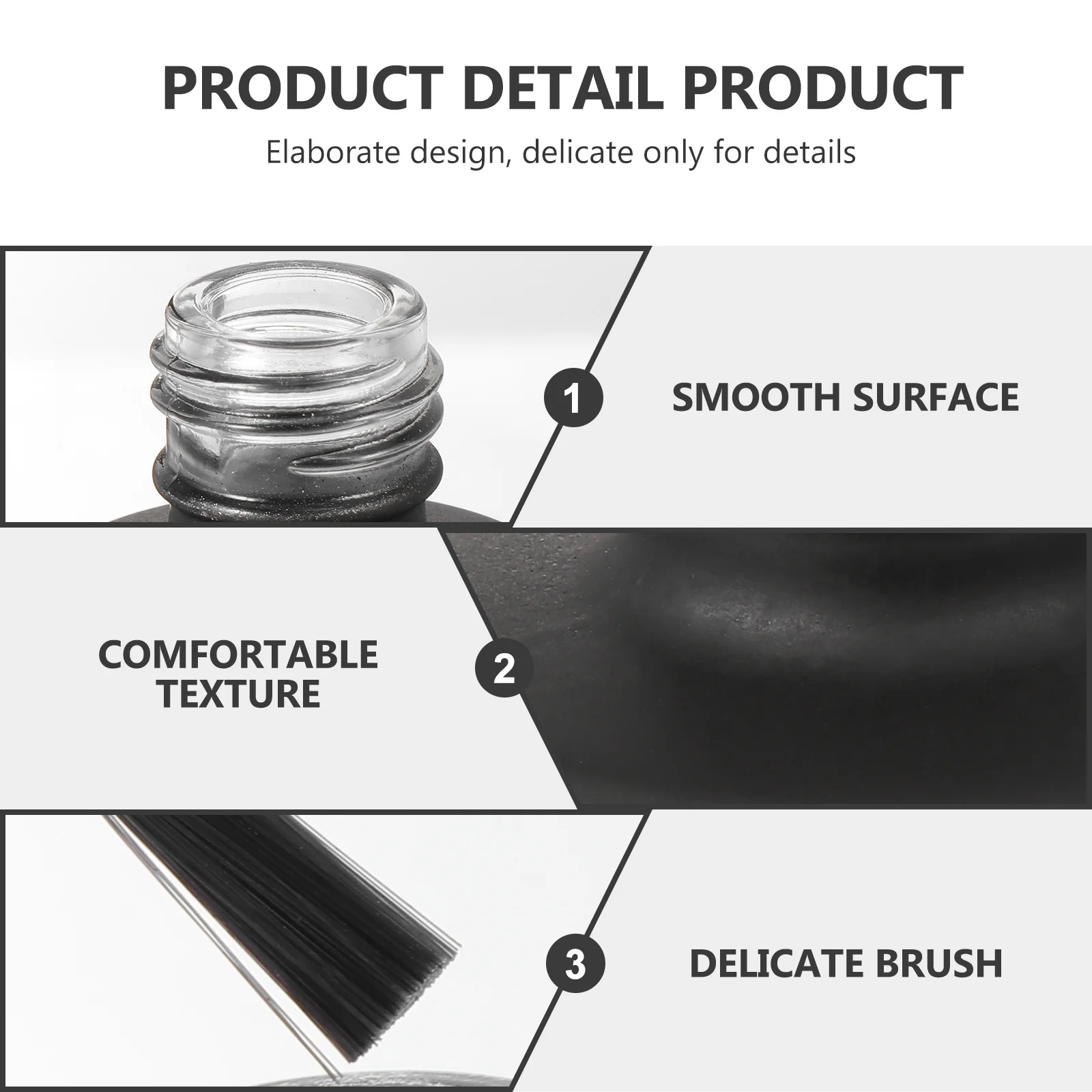 1세트 유리 빈 네일 폴리시 병 리필 가능한 네일 젤 보관 용기 전문가용 매니큐어 도구 소분 병 블랙