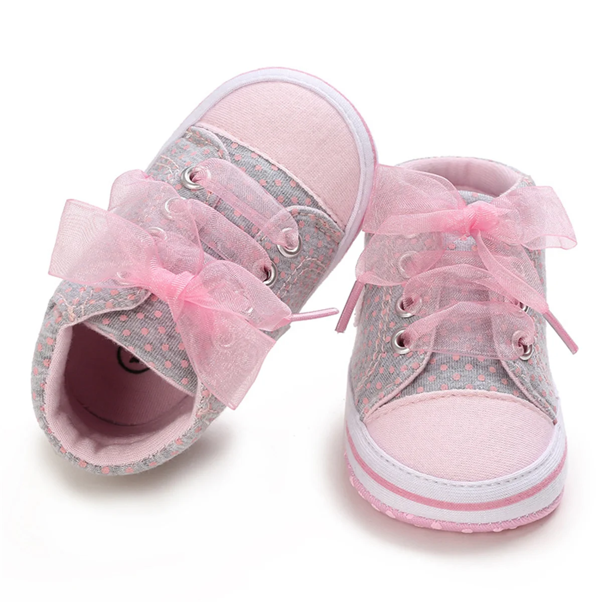 Yibubu Pink Baby Shoes, Heart Appliqué Baby Girls Shoes, Soft-Sole Infant First Walker Newborn Sneakers, Toddler Baby Shoes