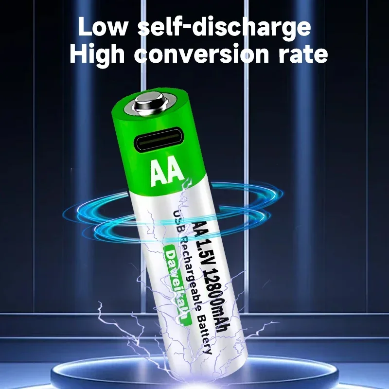 AA 1.5V 12800mAh High-capacity AA Rechargeable Li-ion Battery，for Remote Control Mouse Electric Toy Battery + free Type-C Cabl