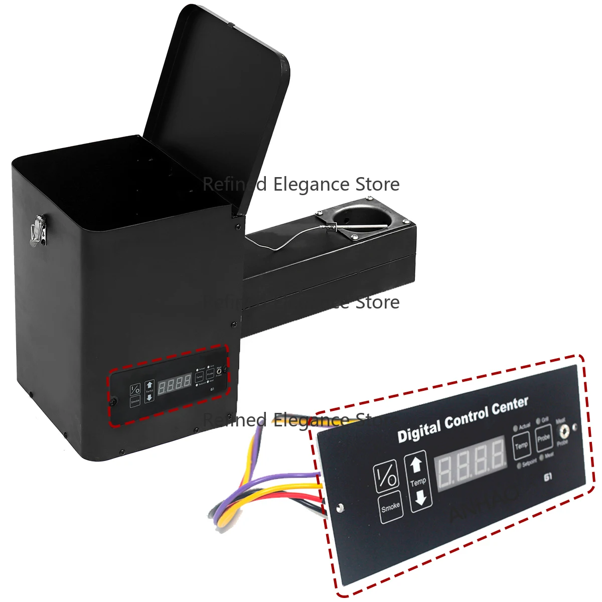 

Pellet BBQ Smoker Hopper Assembly Kit with WiFi Bluetooth PID Controller 12' Or 18' Left Or Right Mount for Outdoor Grilling