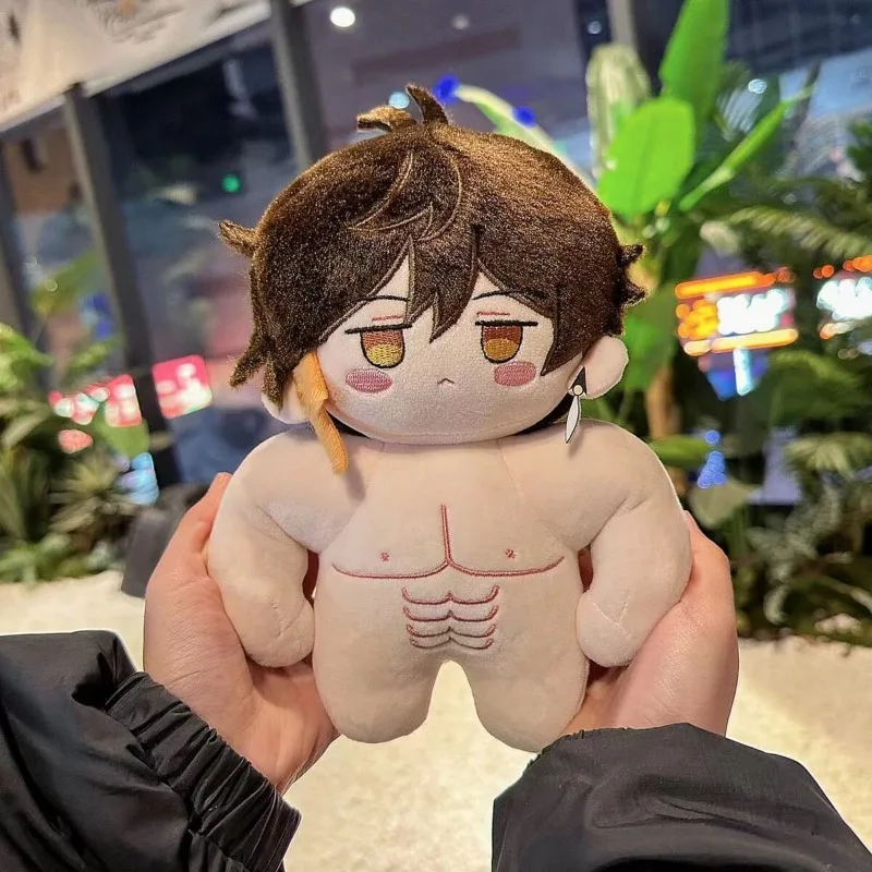 New 20cm Genshin Impact Zhong Li Funny Stuffed Muscle Doll Muscle Plush Doll Action Figure Toy Collection Periphery Gift