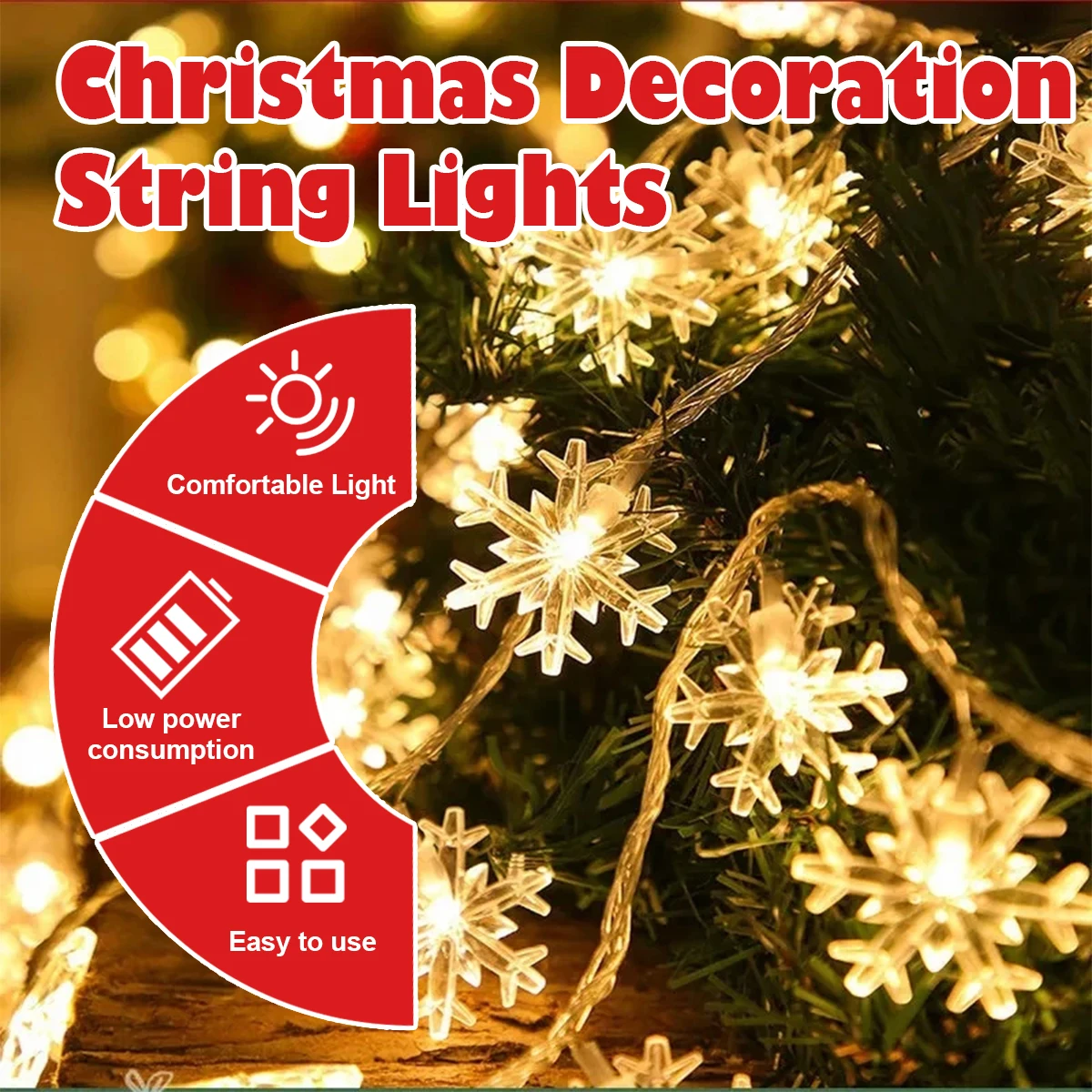 10/20Leds Christmas String Lights Festival Flash Operated Outdoor Camping Starburst 20 White Powered Warm Multicolor Rope Module