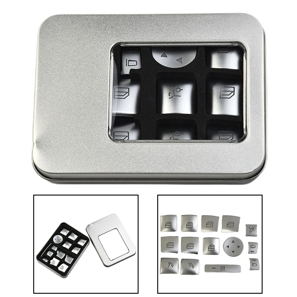 جودة عالية جزء العملي زر التبديل الكسوة المهنية مجموعة ملصق كروم لمرسيدس بنز A/B/C W204/EW212 #2