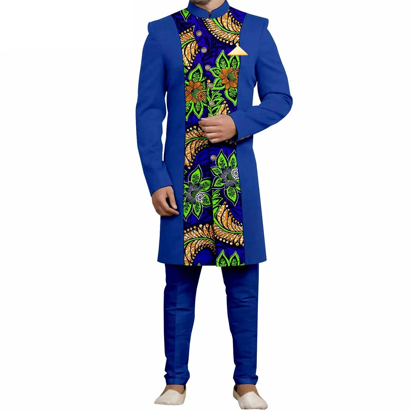 Elegant African Style Men's Luxury Suit Plaid Stripe Single Breasted Suit and Pants 2 Piece Casual Business Suit for Men