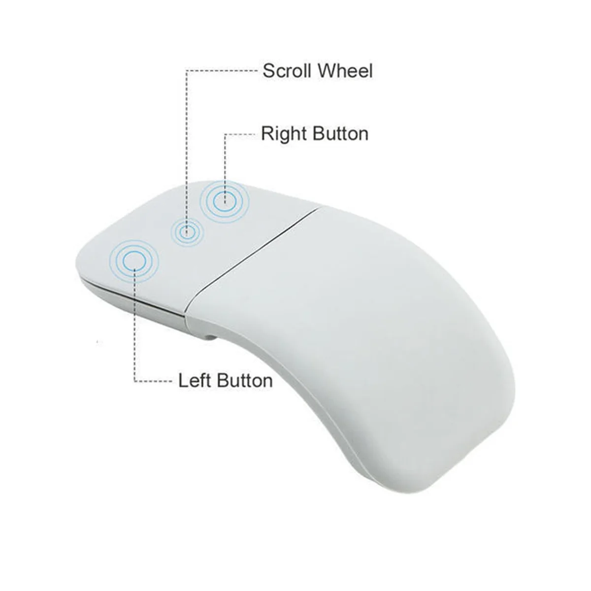 Ratón inalámbrico A56XQ plegable Arc Touch Mause ultrafino silencioso para oficina para PC portátil blanco
