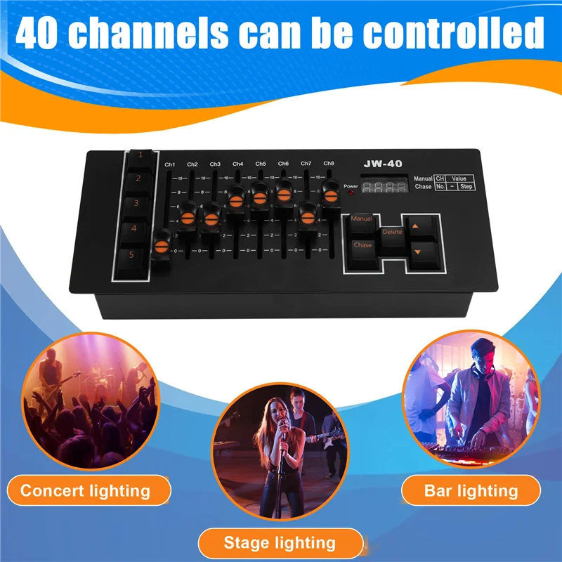 

Y67A-JW-40 Mini Console DMX Controller Stage Light Controller For Party DJ Disco Live Concerts KTV Night Club