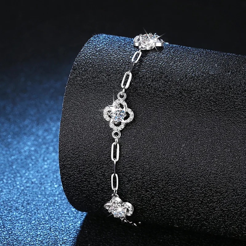 0.6ct Moissanite Tennis Bracelet 925 Sterling Silver Plated White Gold Bracelet for Women Man Sparkling Party Jewelry
