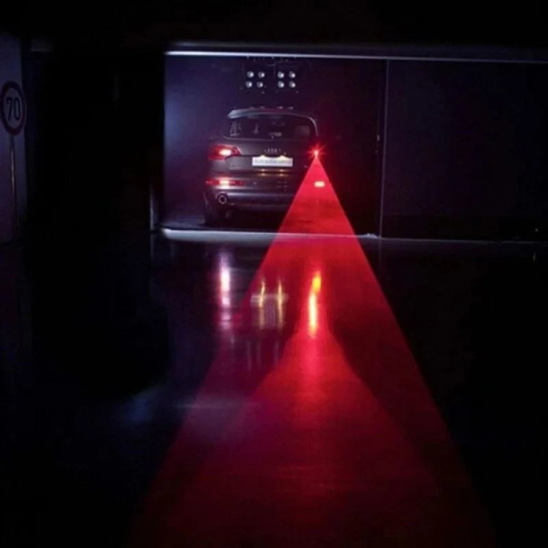 LED Car Motorcycle Laser Red Line Anti Collision Rear-end Car Laser Tail Fog Light Braking Parking Warning Lamp