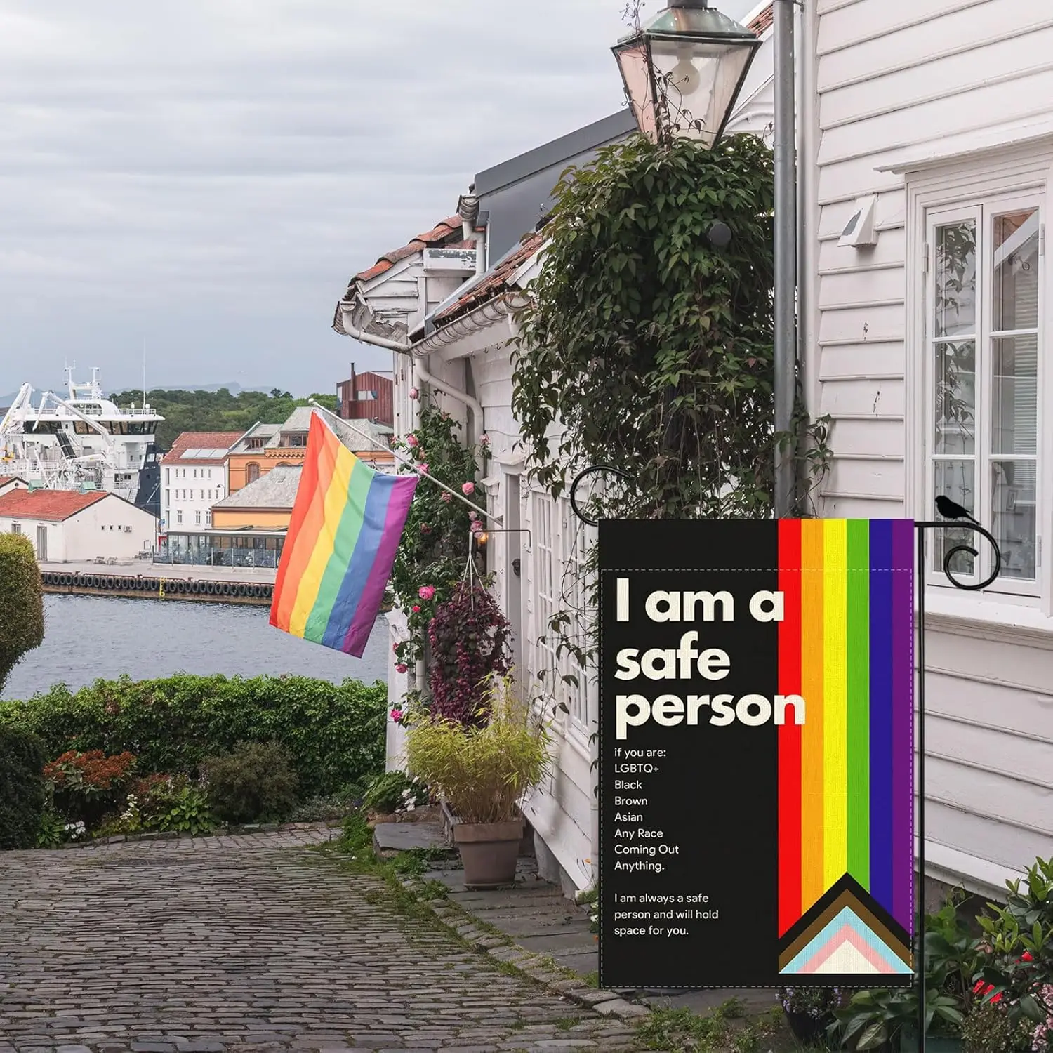 I am a Safe Person Rainbow Pride LGBTQ Garden Flag Inclusion Diversity Lesbian Gay Bisexual Transgender Equality Yard Flag 1 IIC