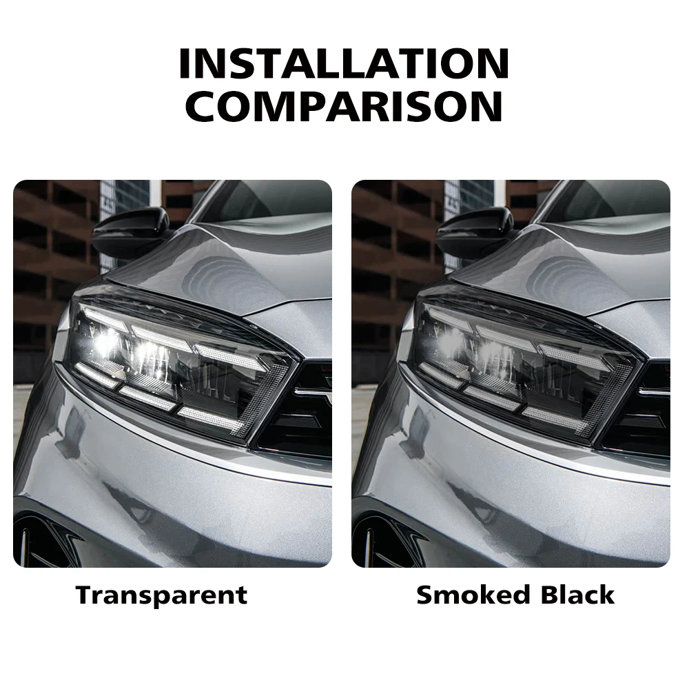 For Kia Forte/K3/Cerato BD 2019-2023 Smoke Black High-Gloss TPU Headlight PPF Film Pre-Cut Anti-Scratch Protective Vinyl Film