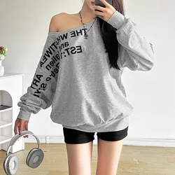 Nibber Korean Style Sweet Gentle Youth Girl All-match Casual High Street Cool Women's Autumn Loose Letter Print Long Sleeve Top