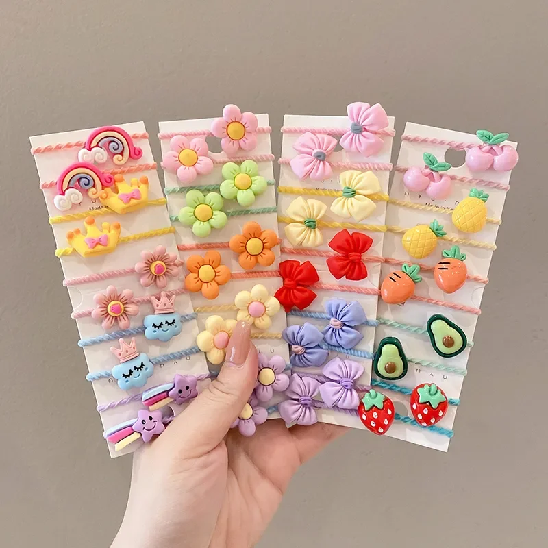 50Pcs/Lot Children Hair Accessories Cartoon Elastic Bands Baby Head Leather Rope Small Animal Cute Girls Headdress