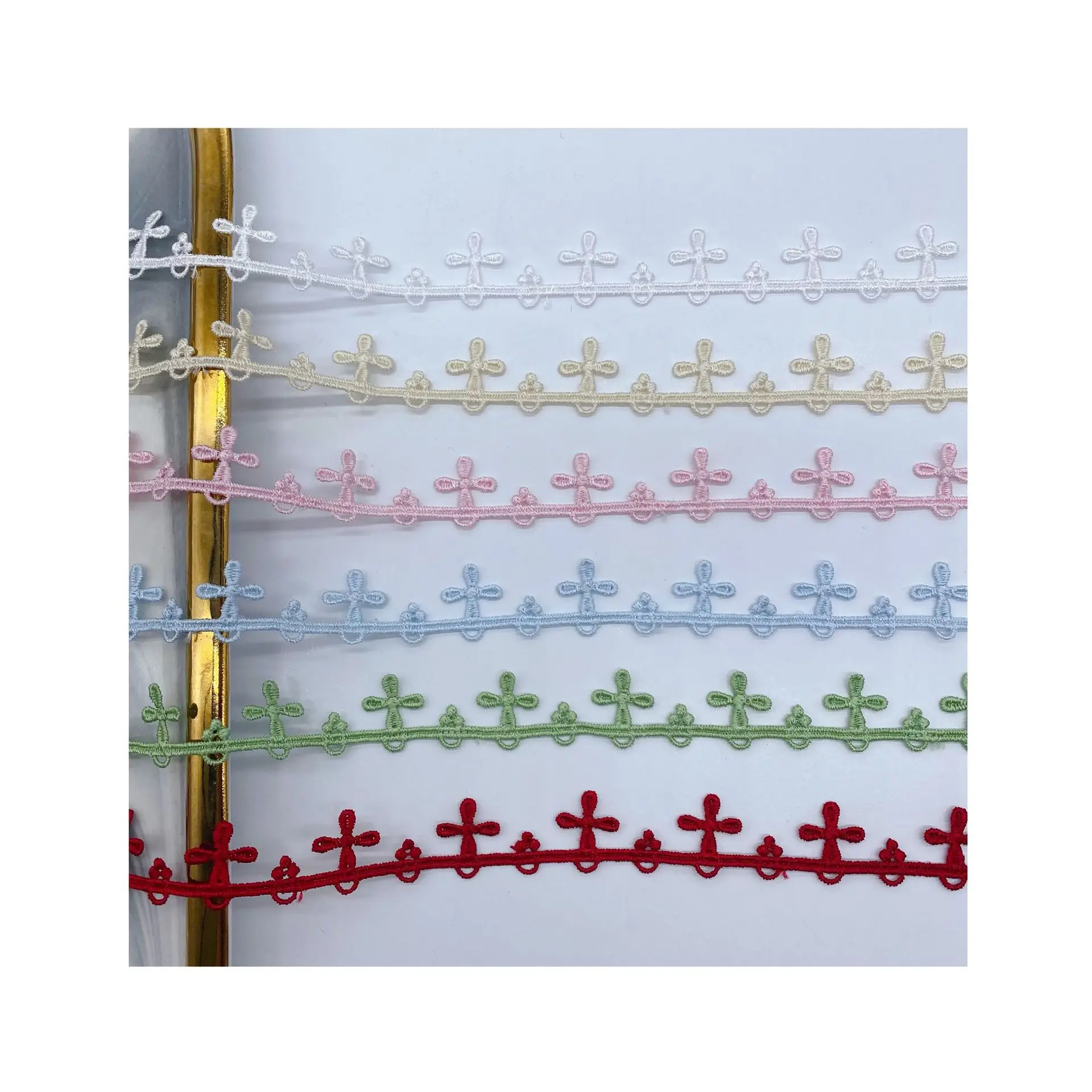 5Yards Cross Colorful Apparel Sewing Trim Lace Fabric Ribbon Handmade Collarbone Chain Lolita Jewelry Garment Accessories