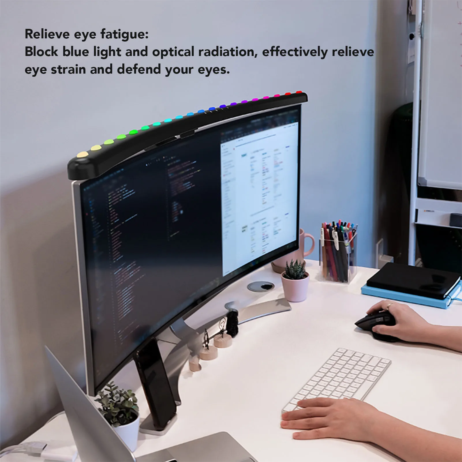 Curved Light Bar LED Monitor Light Bar Curved Eye Caring Angle Adjustable Touch USB Powered LED Reading Light for Office Game