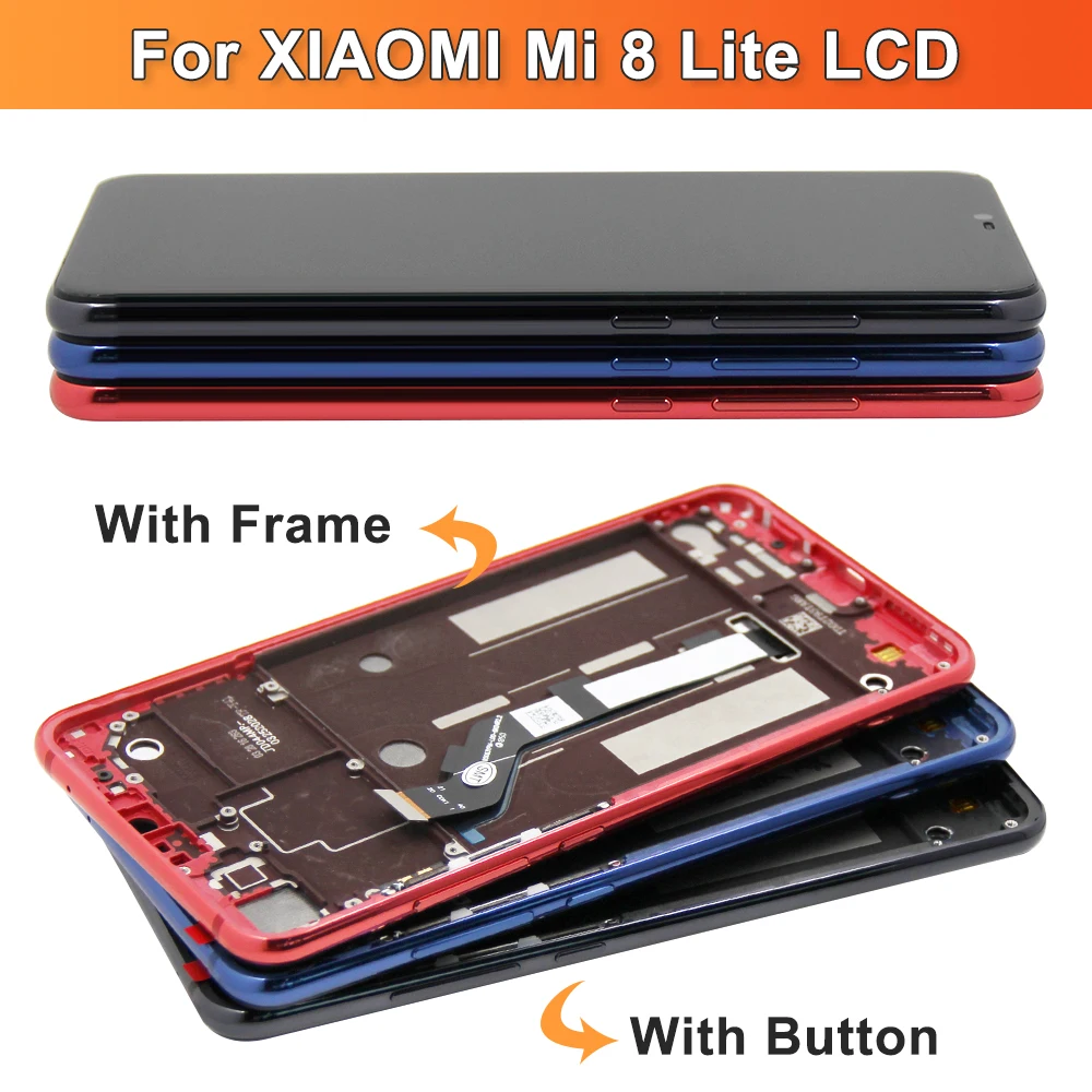 Mi 8 Lite Screen Replacement, for Xiaomi Mi 8 Lite M1808D2TG Lcd Display Touch Screen with Frame for Mi 8 Youth / Mi 8X Display