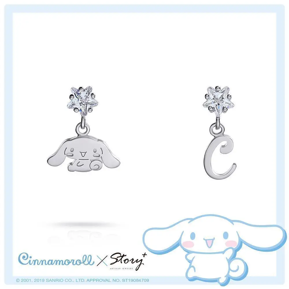 Sanrio Cinnamoroll Anime Doll Earrings studs Cartoon Geometry Rhinestone Waterdrop Ear Line Dangle Earring Jewelry Girls Gift