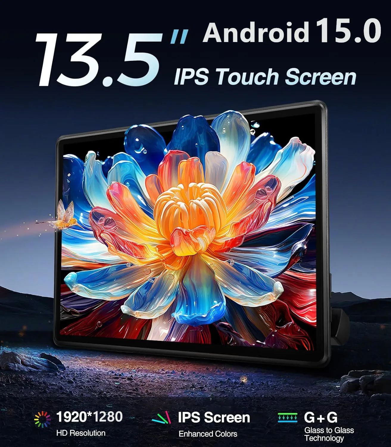 13.5 "4K Video Android Car TV Headrest Display WiFi Bluetooth Function IPS Touch Screen Media Player Phone Control MirrorLink - view 2