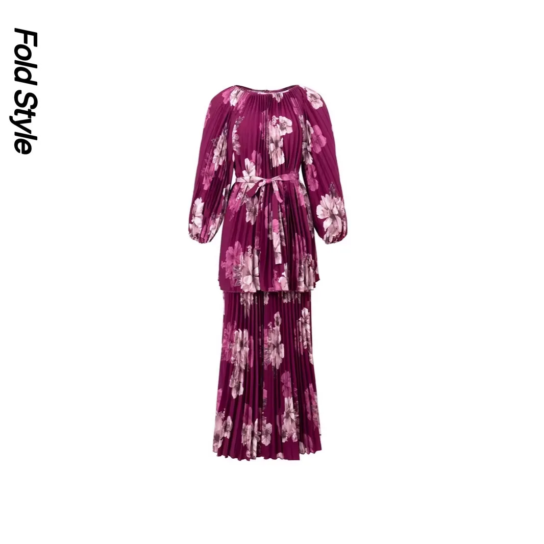 

2026 New Miyake Printing Loose Suit Fashionable Loose Meat Covering Temperament Elegant Wide-leg Pants Two-piece Set