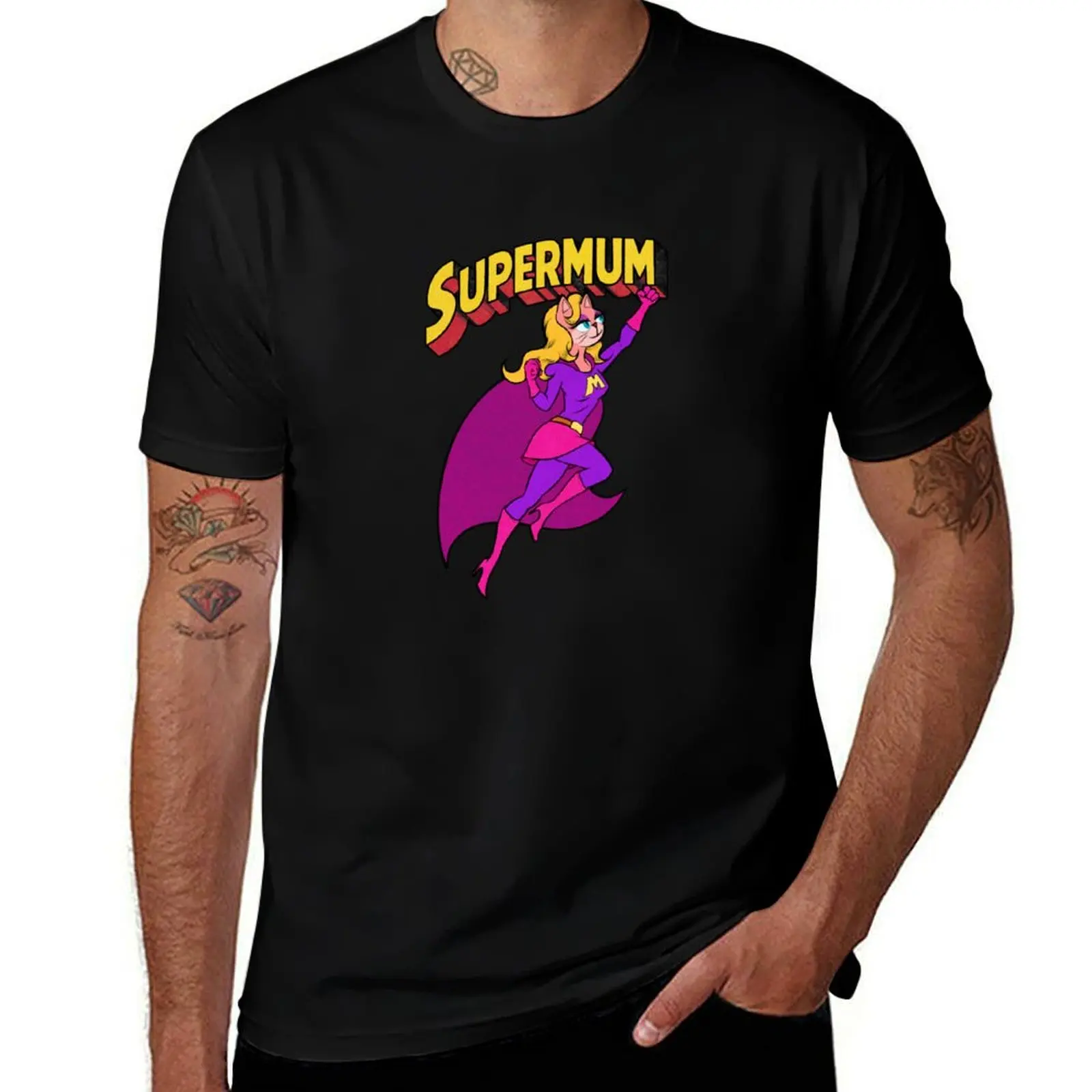 

SuperMum Cute Cat Mothers Day Celebration T-Shirt printed t shirts for man man t shirts for men man tshirt T-shirt