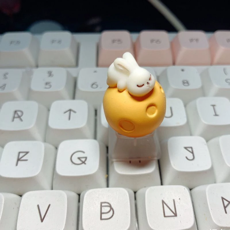 New Cute Animal Rabbit Mooncake Transparent Keycaps for Cherry Axis Game Mechanical Keyboard Keycap