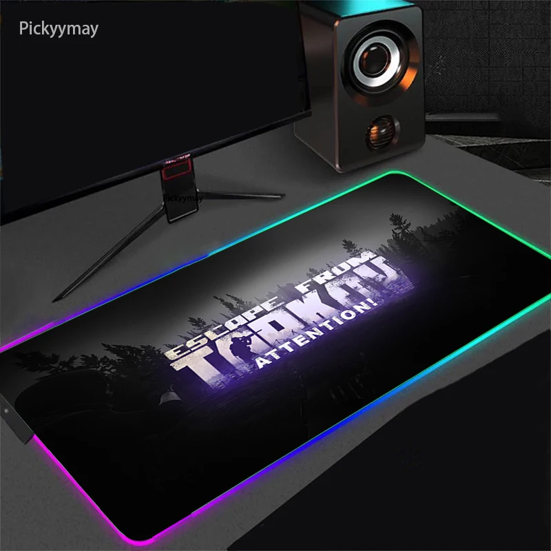 Imagem -02 - Tapete de Borracha Antiderrapante do Teclado do Computador do Gamer do Diodo Emissor de Luz da Esteira do Rato do Jogo do Rgb Grande com Fuga Retroiluminada de Tarkov Mousepad