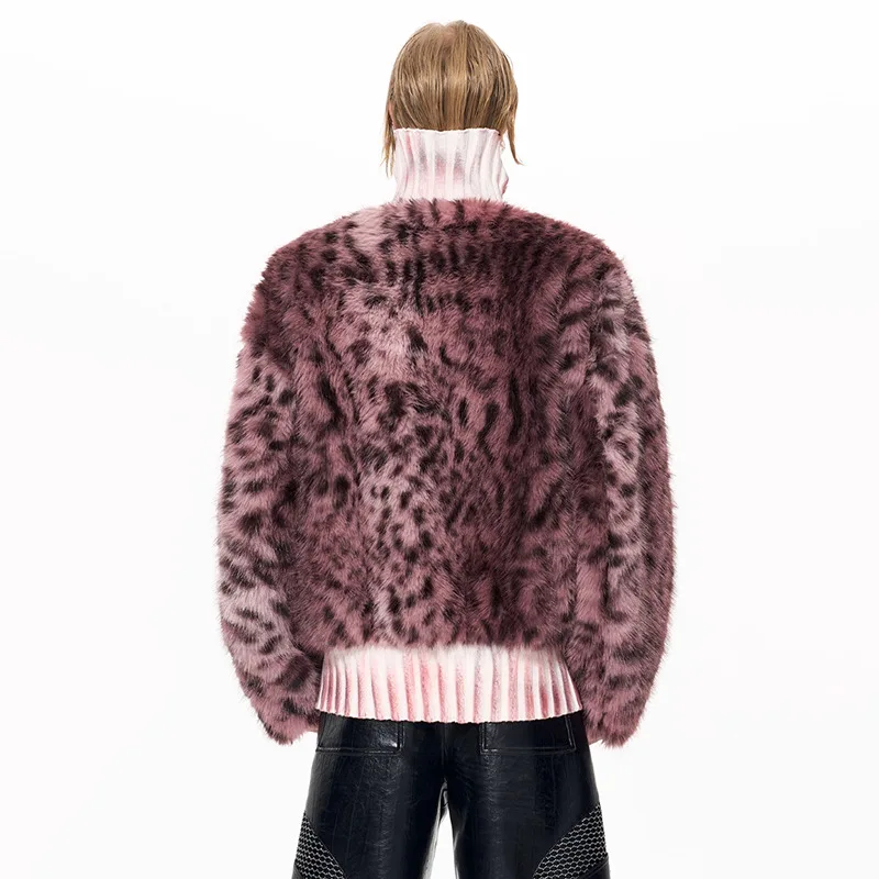 LUZHEN 2025 Winter New High Quality Thickened Warm Stand Neck Knitted Pullover Men Street Original Fur Sweater Turtleneck JY5591