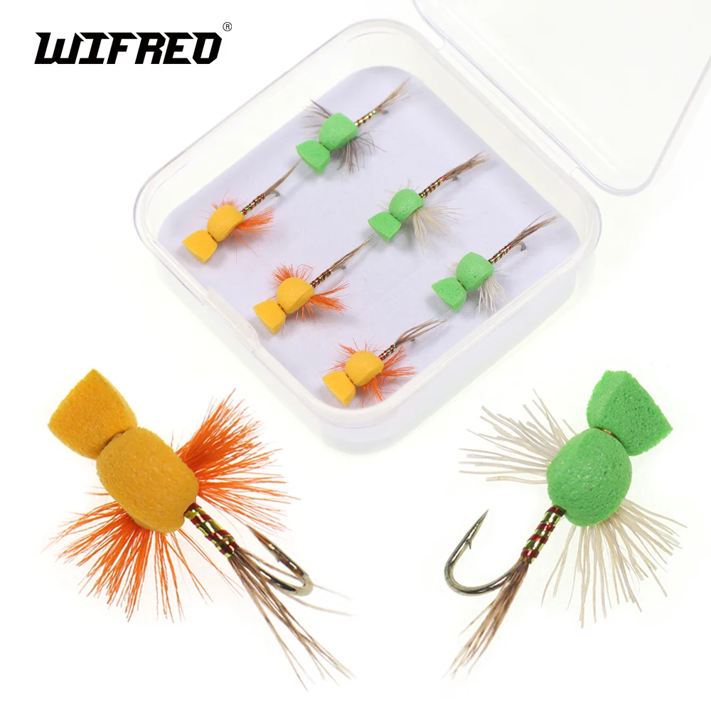 Wifreo 6pcs/box Floating Foam Beetle Deer Hair Dry Fly Artificial Insect Fly Fishing Flies Trout Bass Panfish Fishing Lure Baits