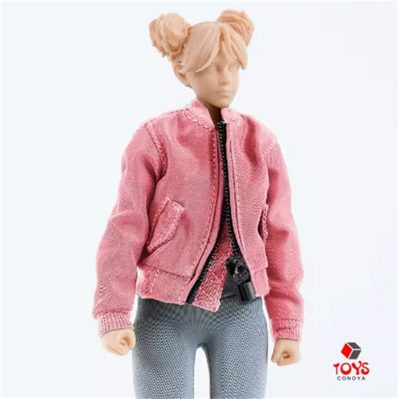 1/12 Scale Bomber Jacket Short Zipper Pockets Coat Tight Yoga Pants Fit 6-inch Female Romankey VTOYS Action Figure Doll